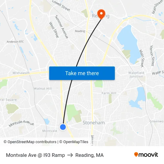 Montvale Ave @ I93 Ramp to Reading, MA map