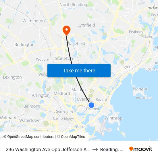 296 Washington Ave Opp Jefferson Ave to Reading, MA map