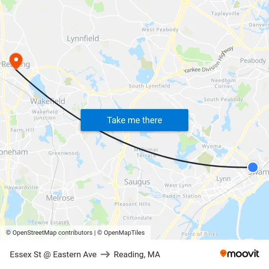 Essex St @ Eastern Ave to Reading, MA map