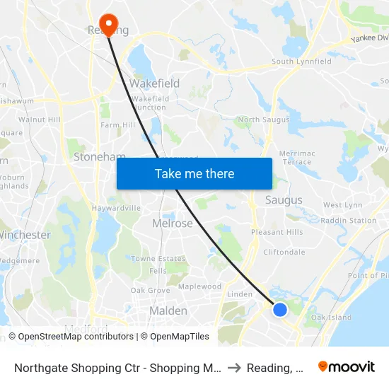 Northgate Shopping Ctr - Shopping Mall to Reading, MA map