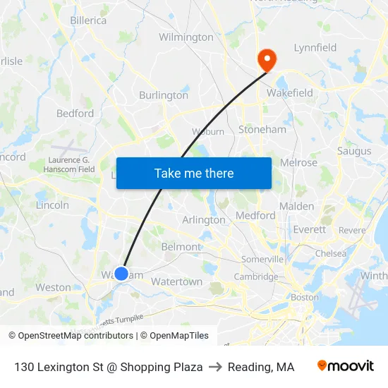130 Lexington St @ Shopping Plaza to Reading, MA map