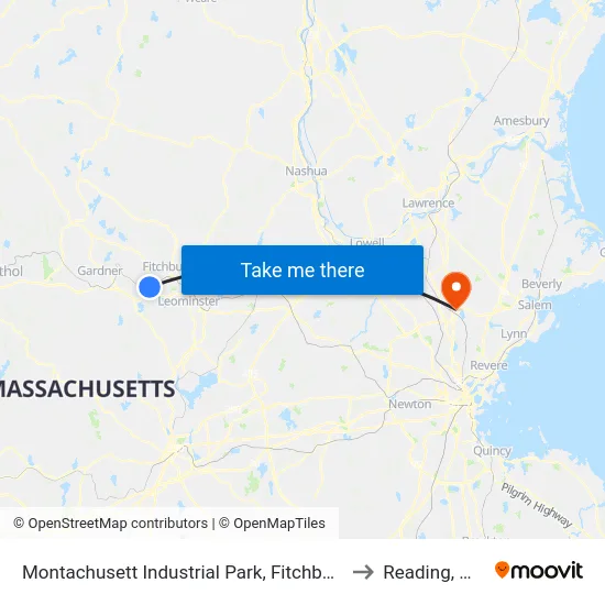 Montachusett Industrial Park, Fitchburg to Reading, MA map