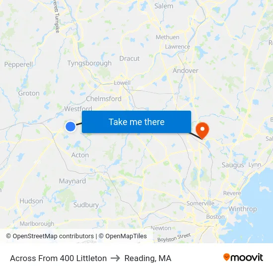 Across From 400 Littleton to Reading, MA map