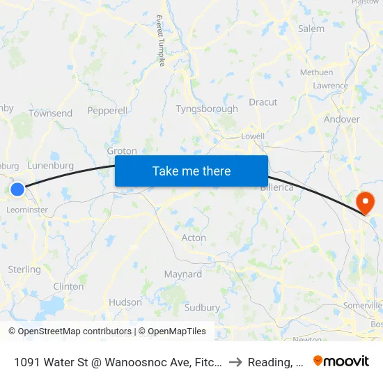 1091 Water St @ Wanoosnoc Ave, Fitchburg to Reading, MA map