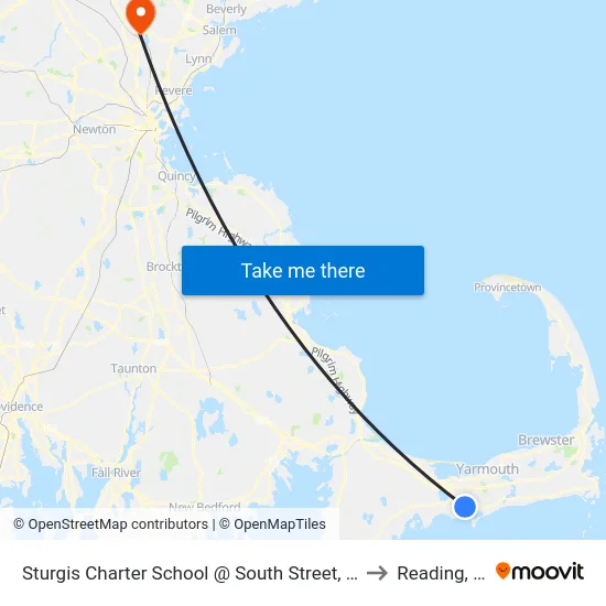 Sturgis Charter School @ South Street, Hyannis to Reading, MA map