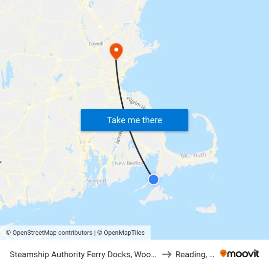 Steamship Authority Ferry Docks, Woods Hole to Reading, MA map