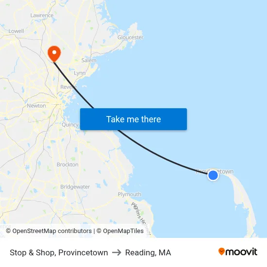 Stop & Shop, Provincetown to Reading, MA map