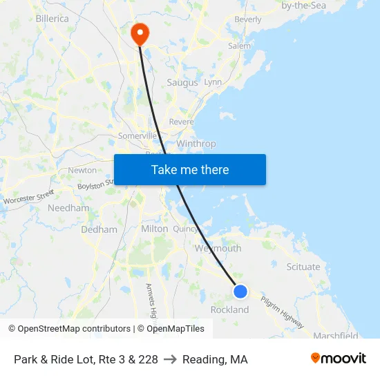 Park & Ride Lot, Rte 3 & 228 to Reading, MA map
