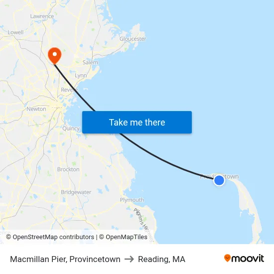 Macmillan Pier, Provincetown to Reading, MA map