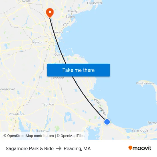 Sagamore Park & Ride to Reading, MA map