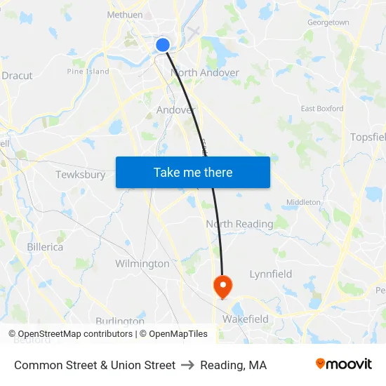 Common Street & Union Street to Reading, MA map