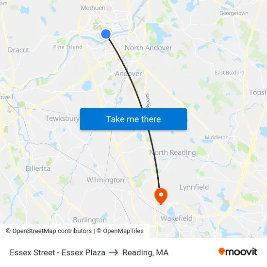 Essex Street - Essex Plaza to Reading, MA map