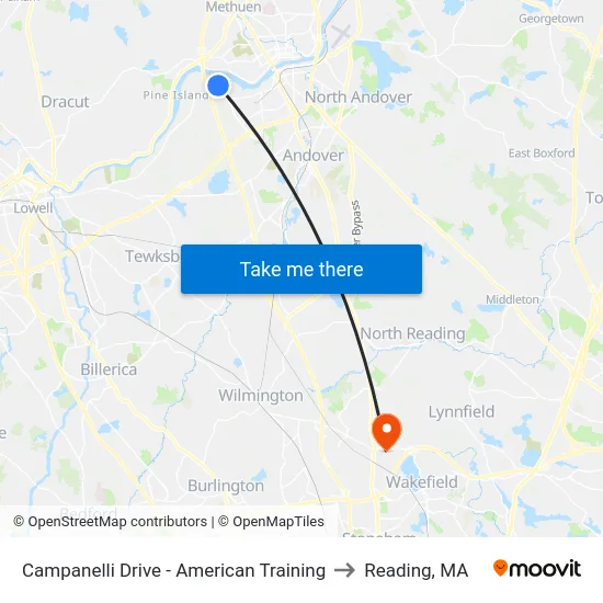 Campanelli Drive - American Training to Reading, MA map