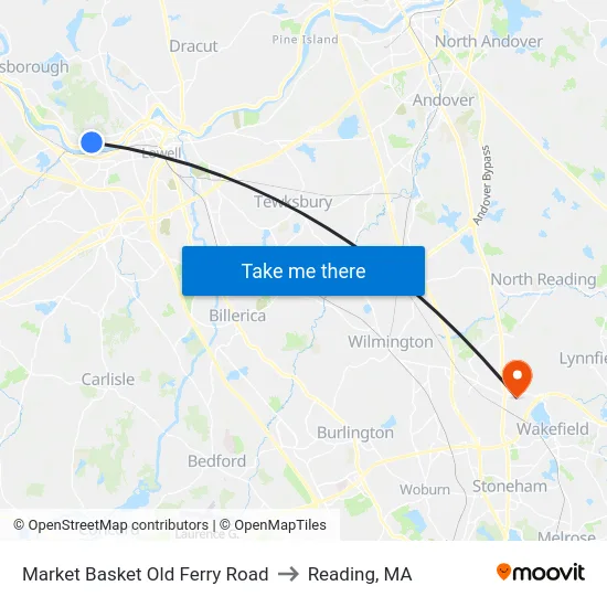 Market Basket Old Ferry Road to Reading, MA map