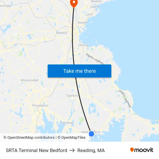SRTA Terminal New Bedford to Reading, MA map