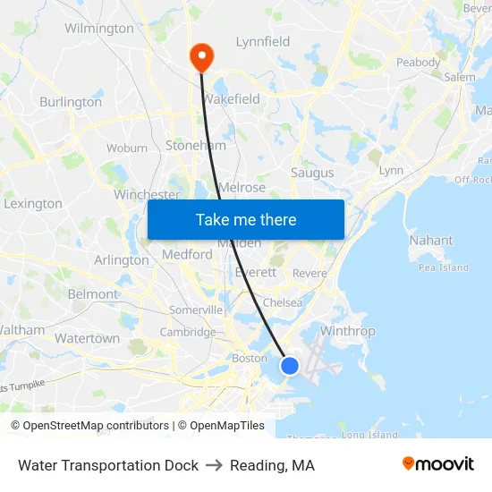Water Transportation Dock to Reading, MA map