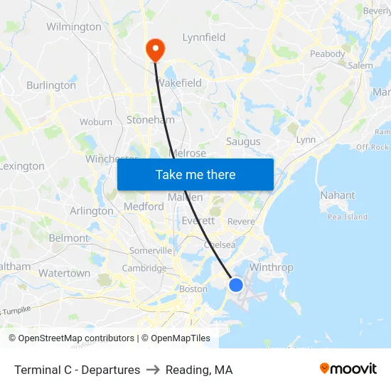 Terminal C - Departures to Reading, MA map