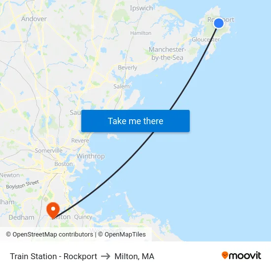 Train Station - Rockport to Milton, MA map