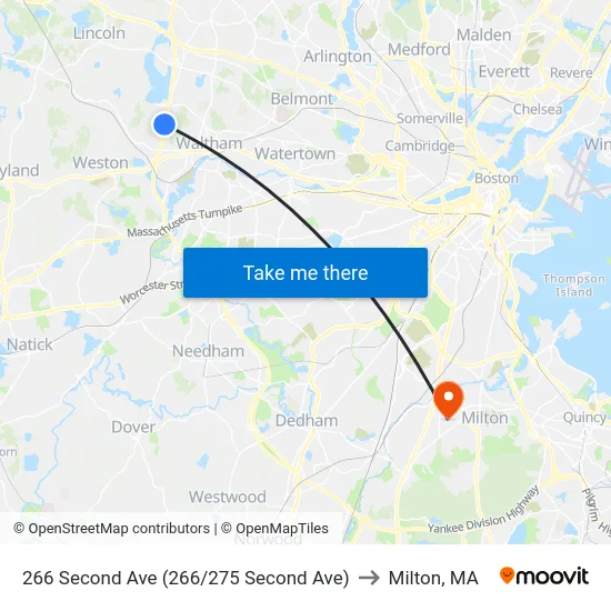 266 Second Ave (266/275 Second Ave) to Milton, MA map
