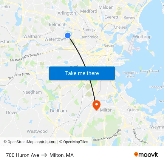 700 Huron Ave to Milton, MA map
