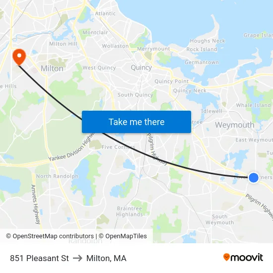 851 Pleasant St to Milton, MA map