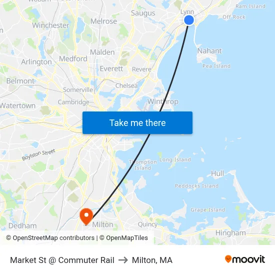 Market St @ Commuter Rail to Milton, MA map