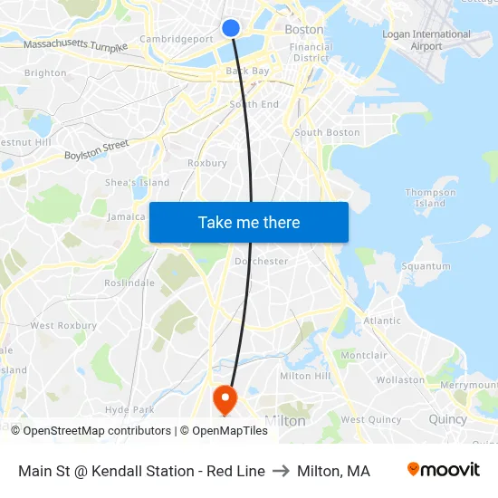 Main St @ Kendall Station - Red Line to Milton, MA map