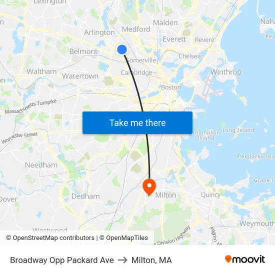 Broadway Opp Packard Ave to Milton, MA map