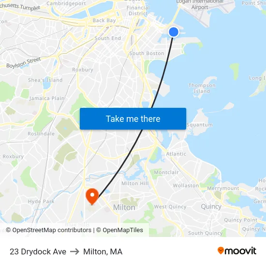 23 Drydock Ave to Milton, MA map