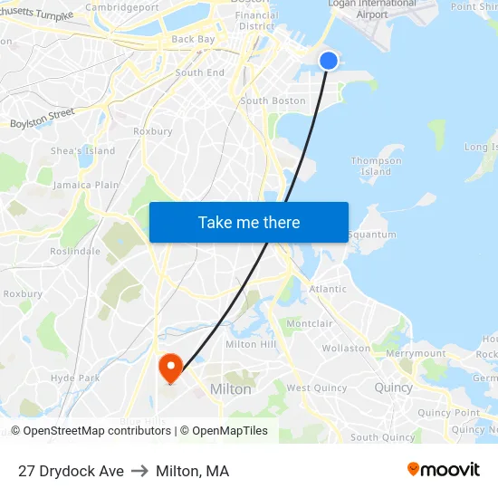27 Drydock Ave to Milton, MA map