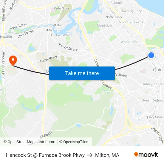 Hancock St @ Furnace Brook Pkwy to Milton, MA map