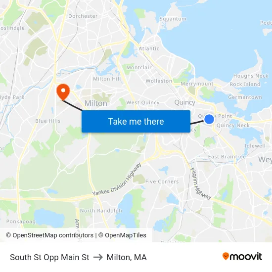 South St Opp Main St to Milton, MA map