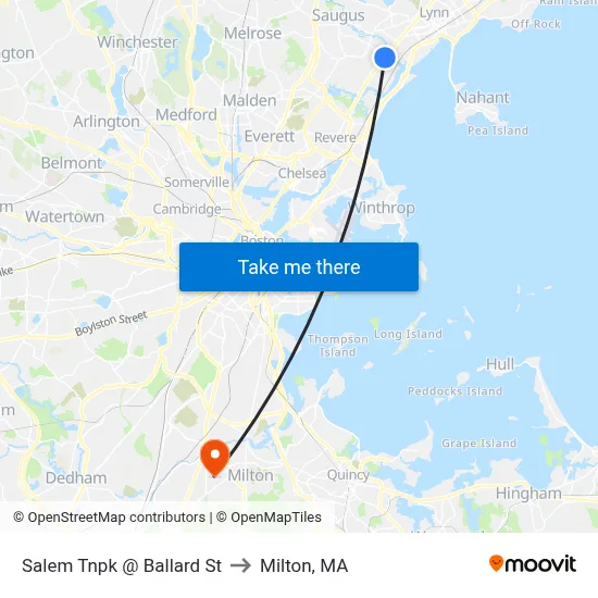 Salem Tnpk @ Ballard St to Milton, MA map