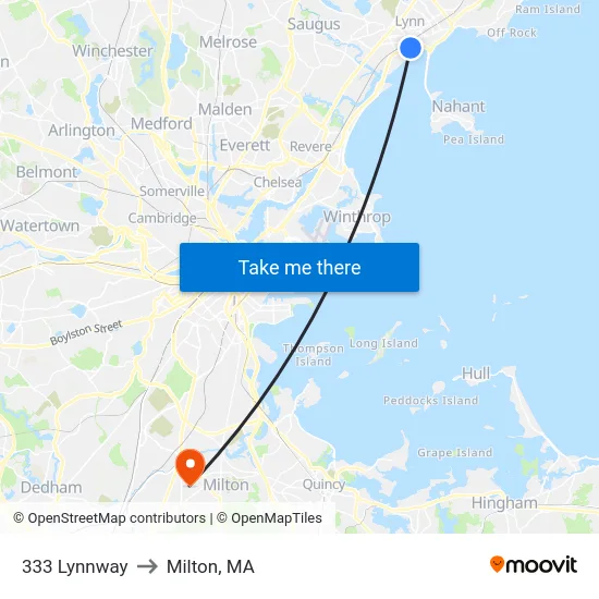 333 Lynnway to Milton, MA map