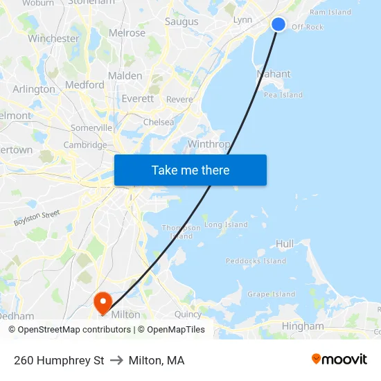 260 Humphrey St to Milton, MA map