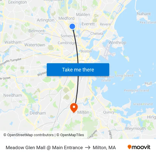 Meadow Glen Mall @ Main Entrance to Milton, MA map