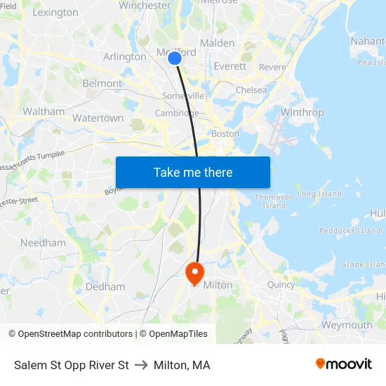 Salem St Opp River St to Milton, MA map
