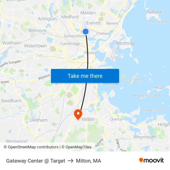 Gateway Center @ Target to Milton, MA map
