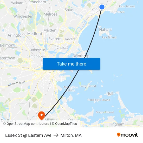 Essex St @ Eastern Ave to Milton, MA map