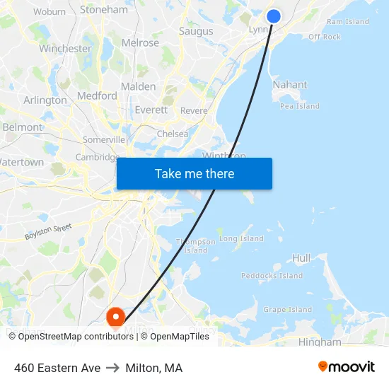 460 Eastern Ave to Milton, MA map