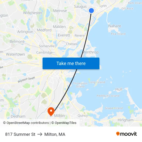 817 Summer St to Milton, MA map