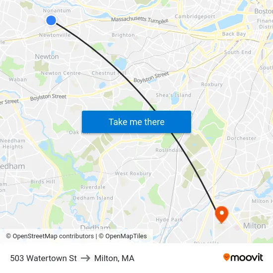 503 Watertown St to Milton, MA map