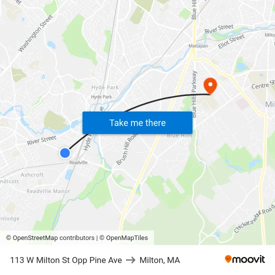 113 W Milton St Opp Pine Ave to Milton, MA map
