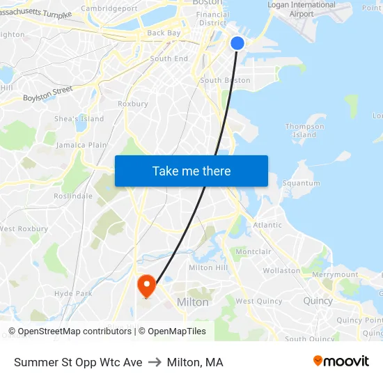 Summer St Opp Wtc Ave to Milton, MA map