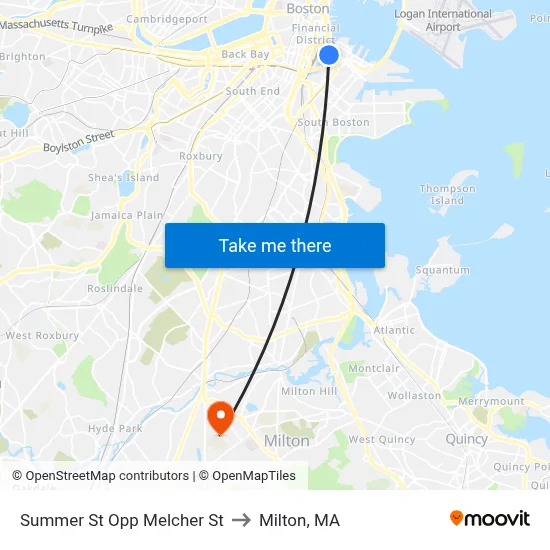 Summer St Opp Melcher St to Milton, MA map
