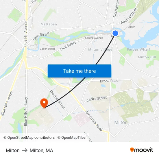 Milton to Milton, MA map