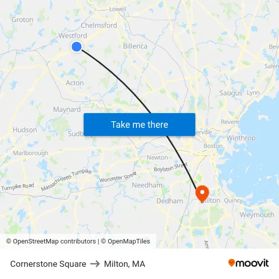 Cornerstone Square to Milton, MA map