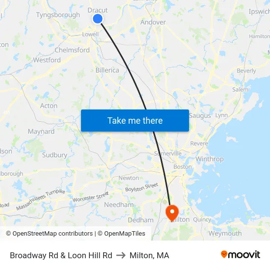 Broadway Rd & Loon Hill Rd to Milton, MA map