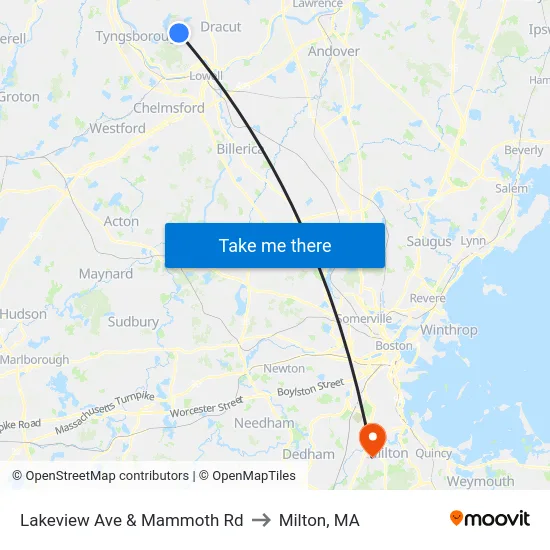 Lakeview Ave & Mammoth Rd to Milton, MA map