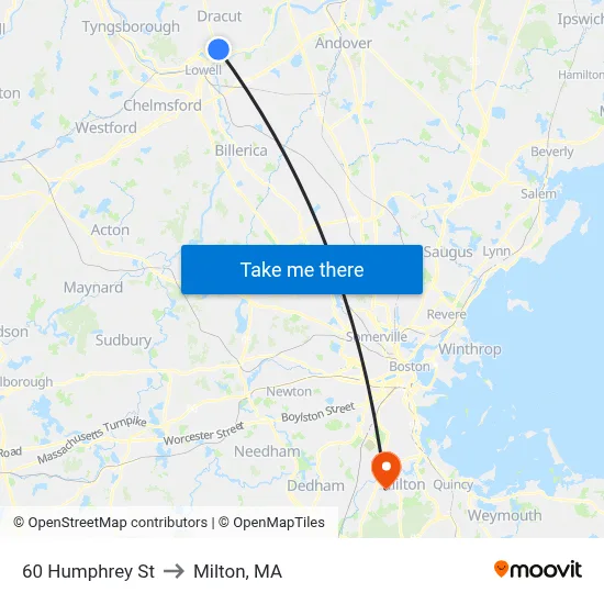 60 Humphrey St to Milton, MA map